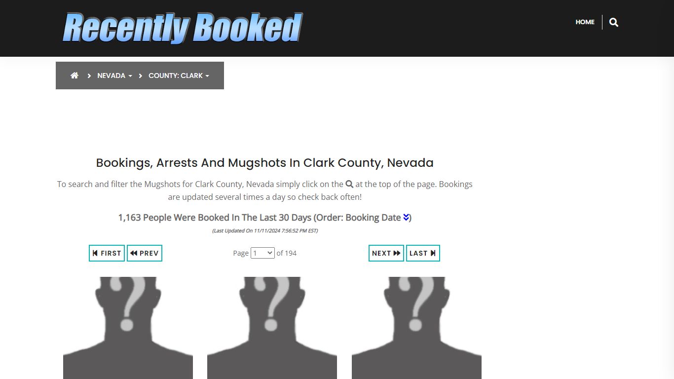 Bookings, Arrests and Mugshots in Clark County, Nevada - Recently Booked