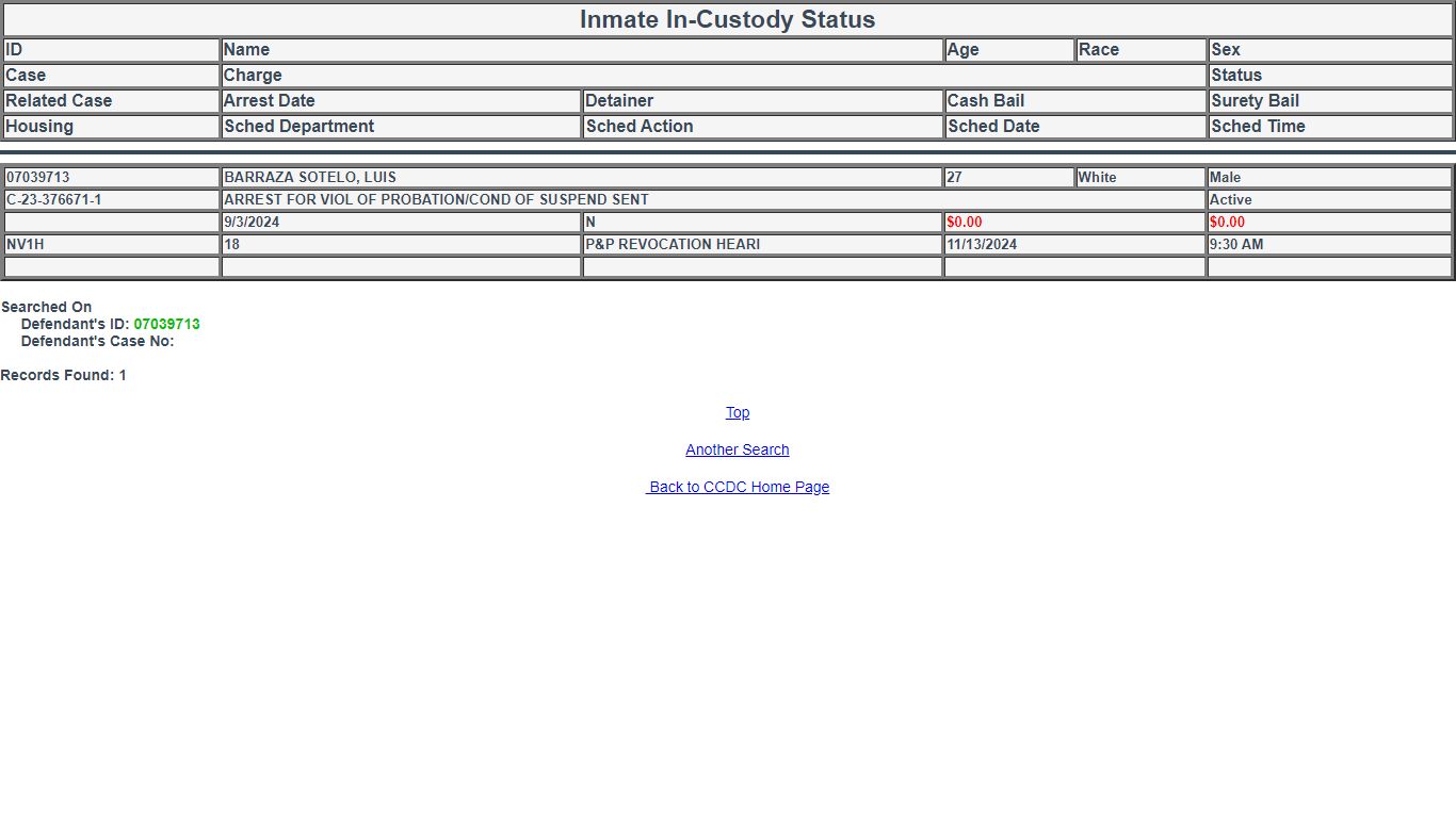 Inmate In-Custody Status - Clark County, Nevada